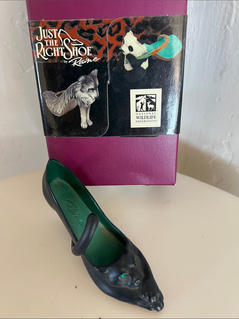 Just The Right Shoe Black heel with Panther Face Accent